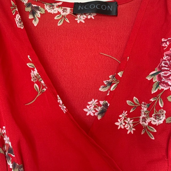 ZAFUL Red floral mini dress - Picture 3 of 4